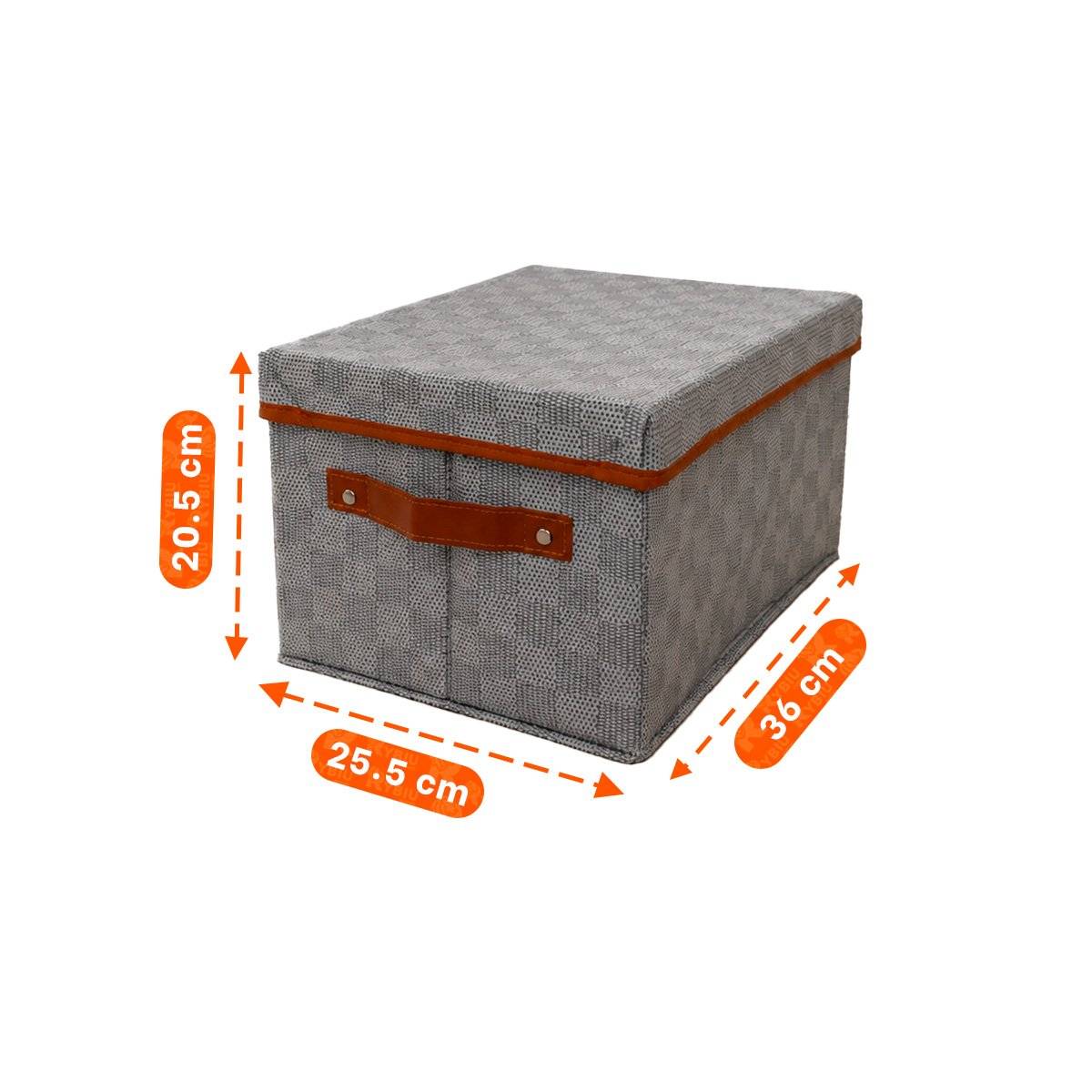 PACK6 BAUL 25,5X36X20,5 CON DISEÑO DE CUADROS PLOMO PARA DORMITORIO Y SALA YREGALO STICKER - 2