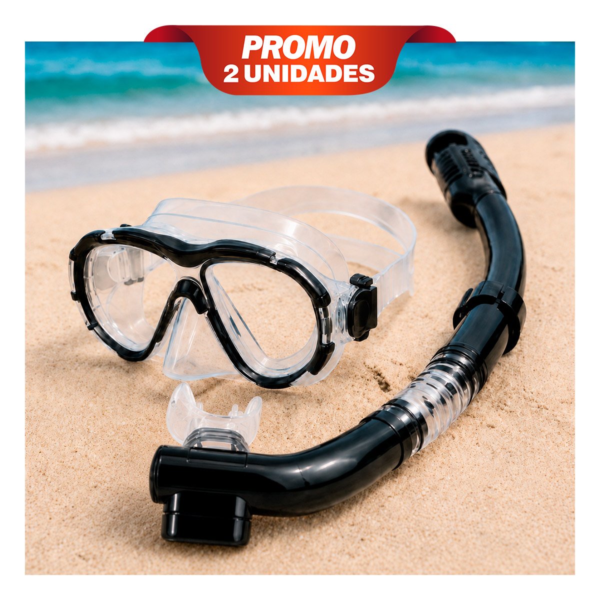 PACK2 CONJUNTO DE BUCEO 2 PIEZAS VISOR Y SNORKEL TRANSPARENTE PARA PISCINA YPAPEL REGALO - 1