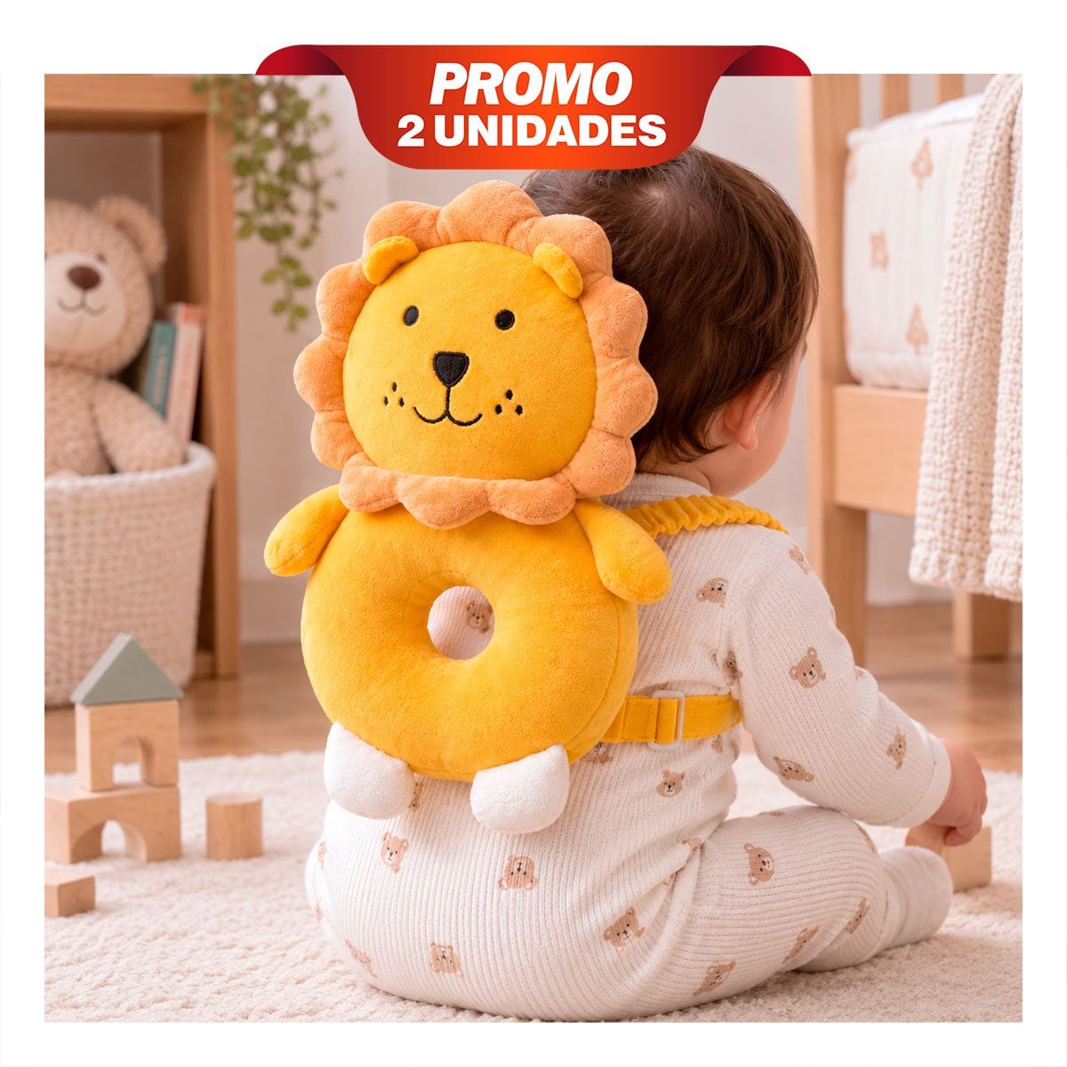 PACK2 ALMOHADILLA PARA DESCANSO DE BEBE LEON AMARILLO CON PROTECCION ANTI CAIDA YPAPEL REGALO - 1