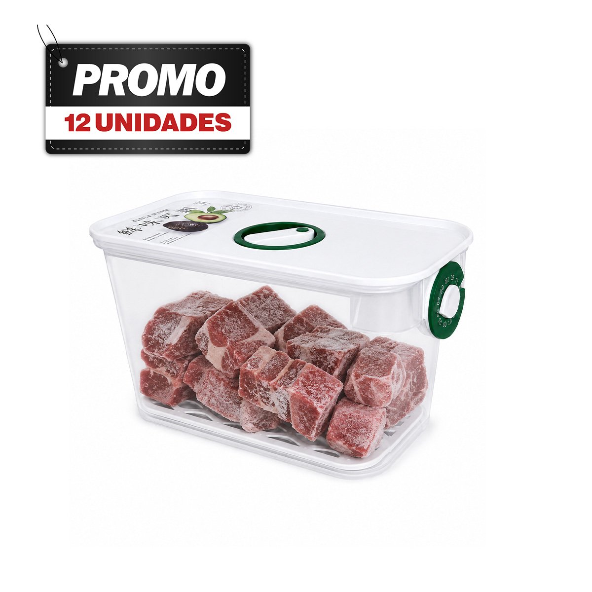 PACK12 TAPER PARA GUARDAR ALIMENTOS VERDE CON CIERRE HERMÉTICO - 1