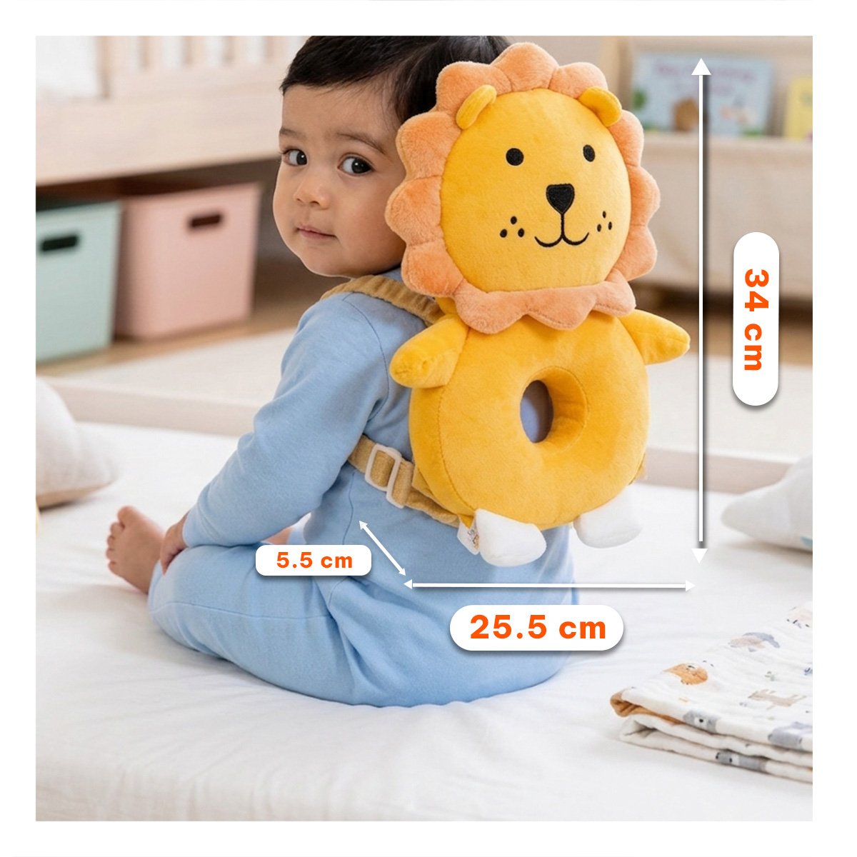 PACK4 ALMOHADA ANTI CAIDA LEON AMARILLO PARA BEBE CON DISENO INFANTIL Y PROTECCION - 2