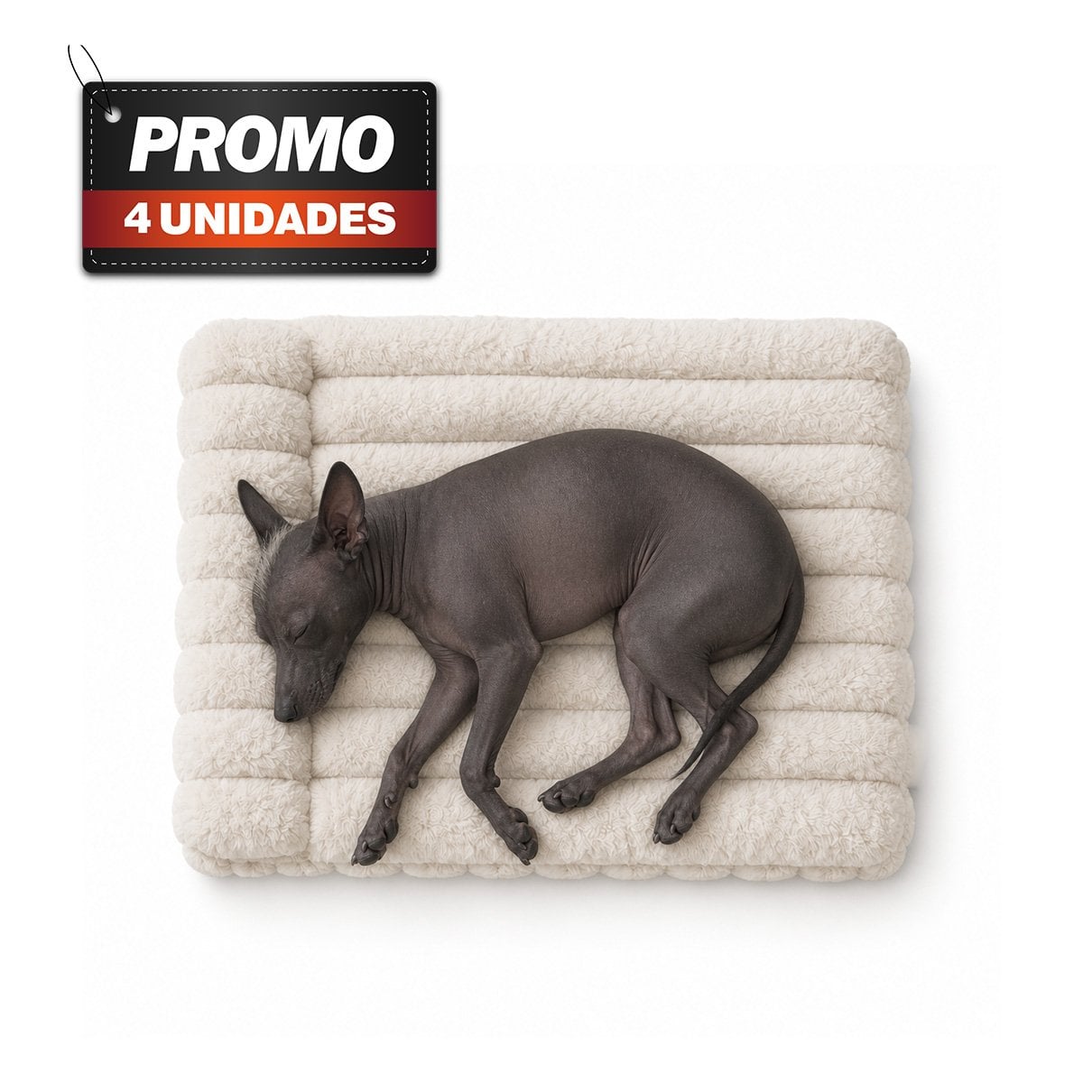 PACK4 COJIN RECTANGULAR CON ALMOHADA A RAYAS PARA MASCOTAS Y PERROS DE CASA CREMA - 1