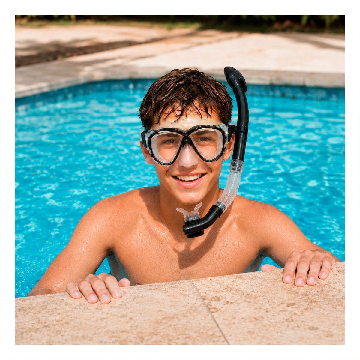 SET DE BUCEO MASCARA Y SNORKEL TRANSPARENTE Y NEGRO PARA PLAYAS Y MAR - 1