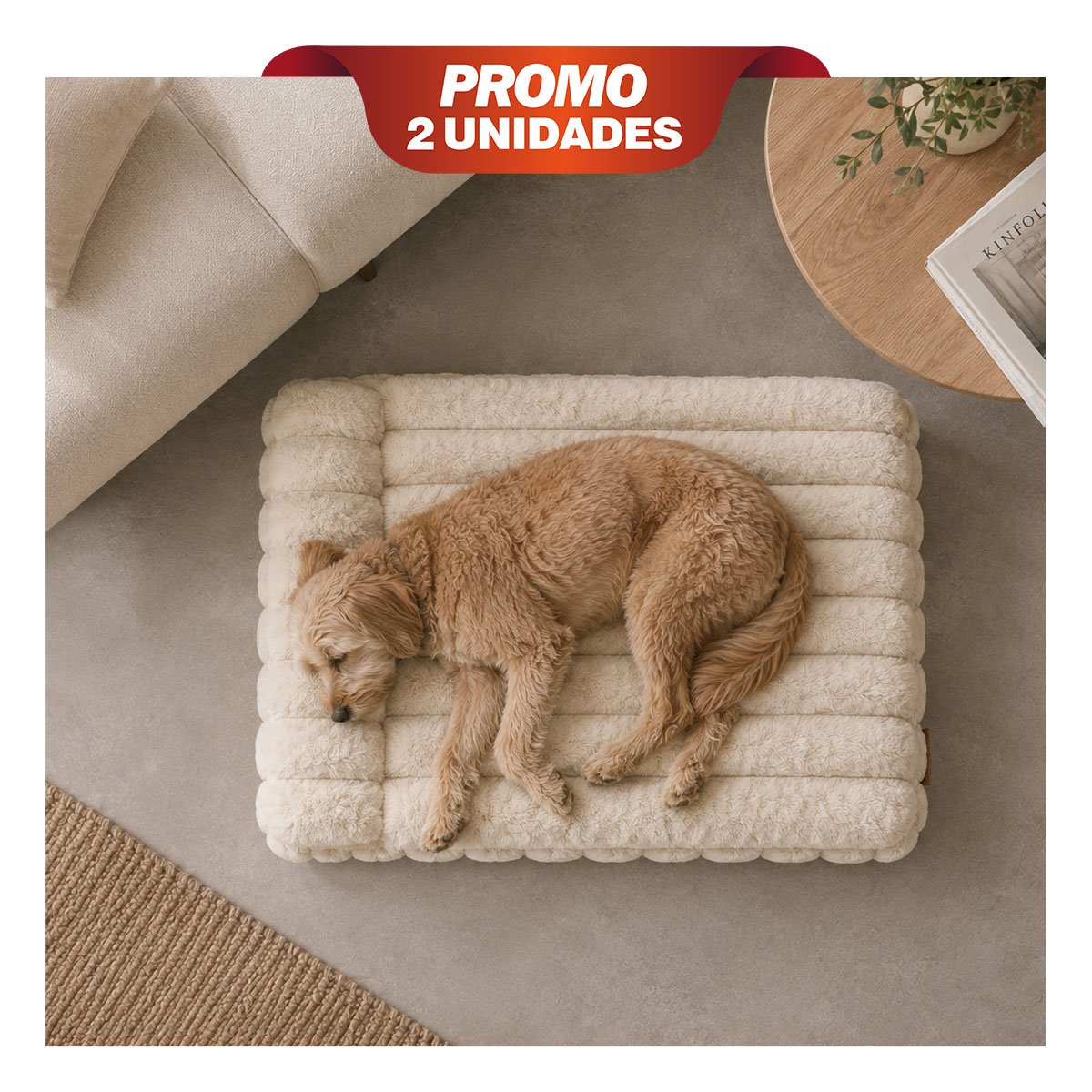 PACK2 MOISES RECTANGULAR CON ALMOHADA A RAYAS PARA MASCOTAS DE HOGAR SUAVE CREMA YPAPEL REGALO - 1