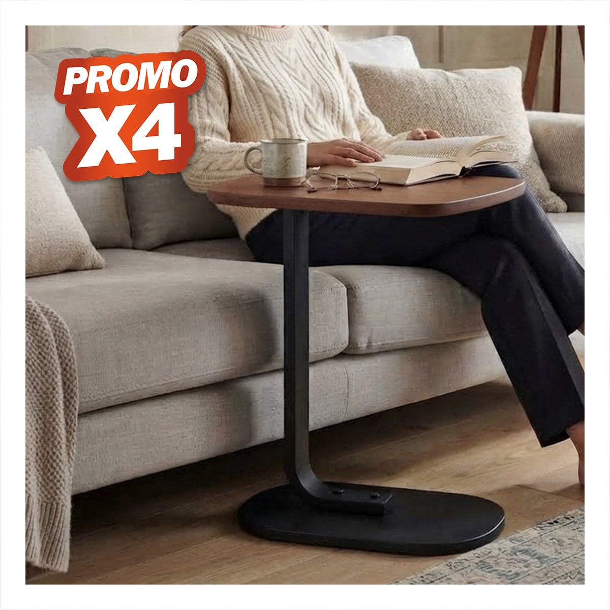 PACK4 MUEBLE DE APOYO NEGRO Y MARRON PARA USO EN CASA TIPO C RECTANGULAR OVALADO YPAPEL REGALO - 1