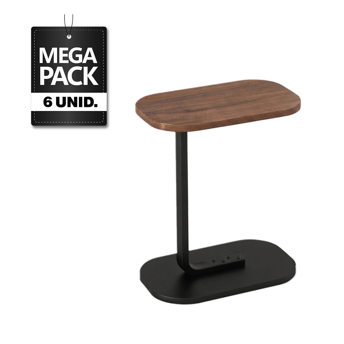 PACK6 MESA DE CENTRO PARA EL HOGAR NEGRO Y MARRON TIPO C 42X28X60CM RECTANGULAR OVALADO - 1