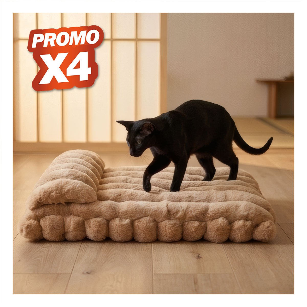 PACK4 MOISES RECTANGULAR CON ALMOHADA A RAYAS PARA PERROS Y MASCOTAS MARRON YPAPEL REGALO - 1