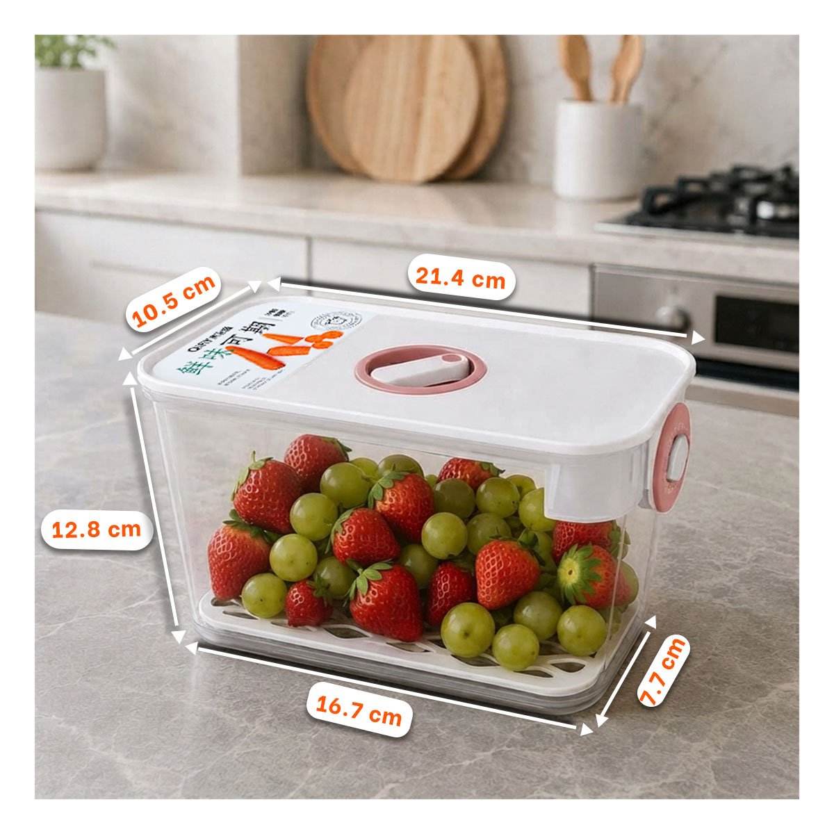 PACK2 RECIPIENTE HERMÉTICO ROSADO PARA MANTENER ALIMENTOS FRESCOS EN LA COCINA - 2