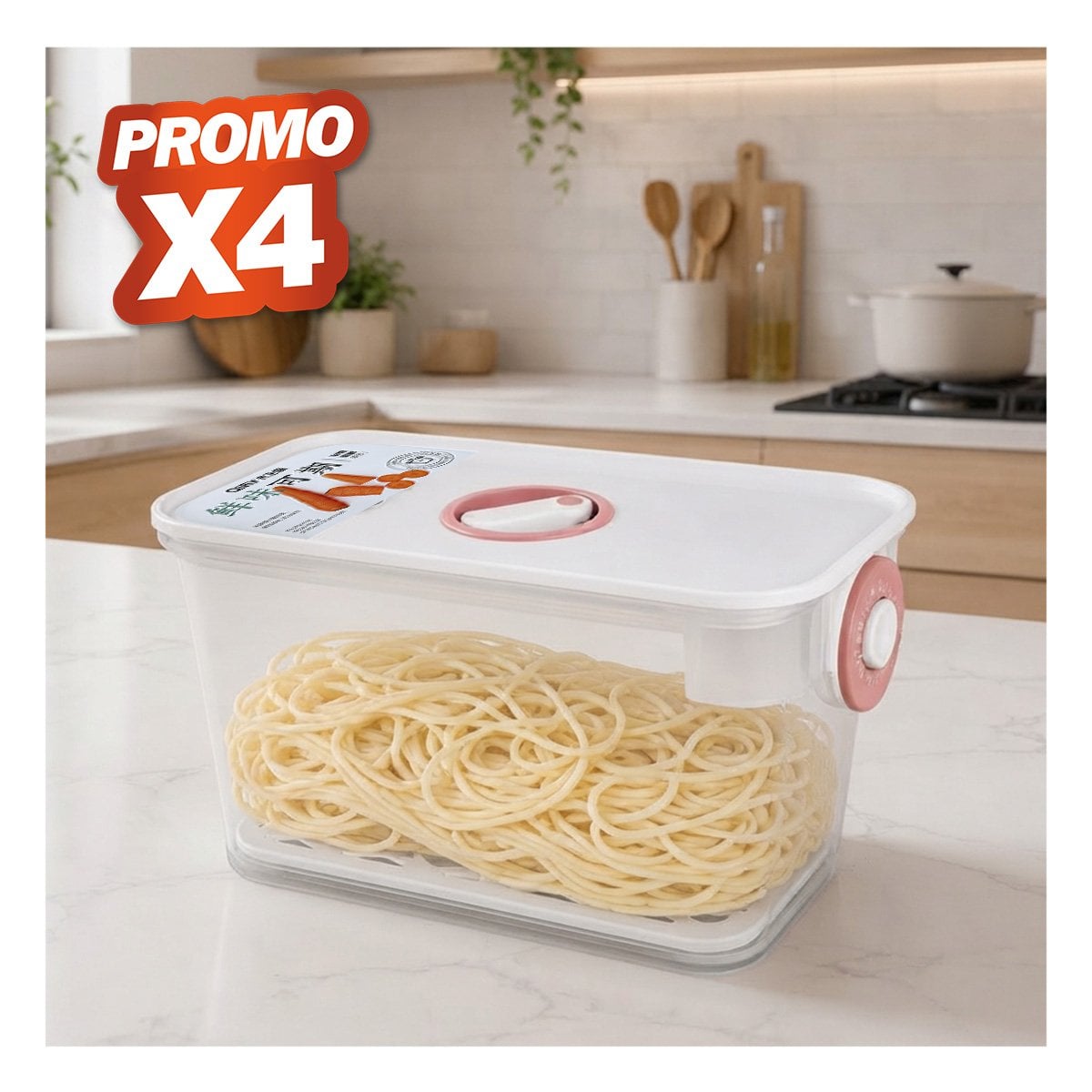 PACK4 ENVASE PARA COMIDAS ROSADO CON CIERRE HERMÉTICO Y CONSERVACIÓN DE ALIMENTOS YPAPEL REGALO - 1
