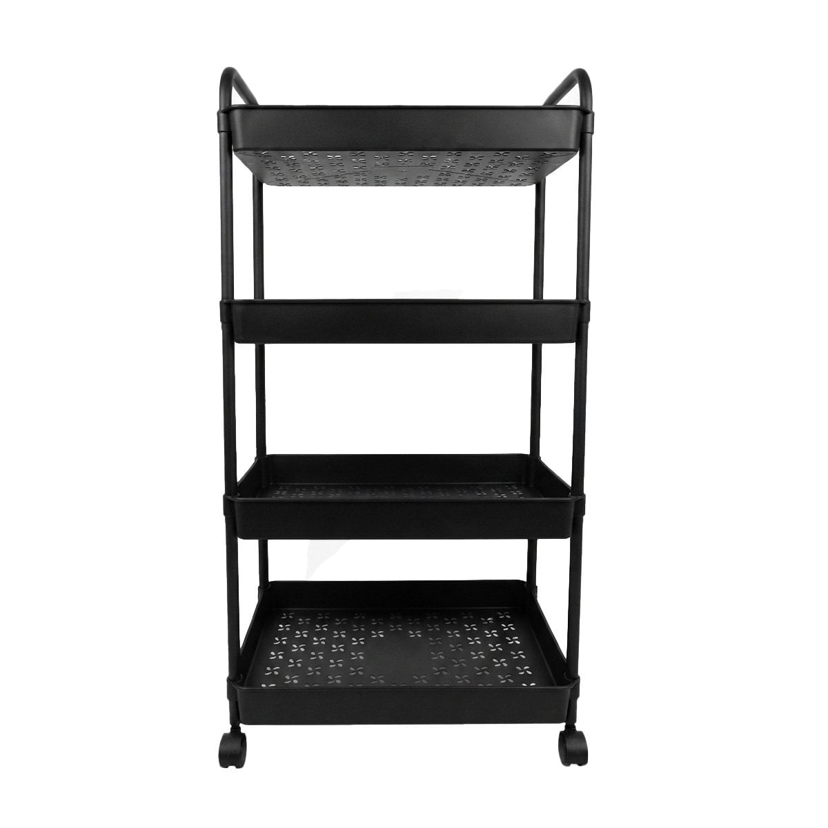 MUEBLE CARRITO ORGANIZADOR DE 4 NIVELES PRACTICO Y MULTIUSO PARA HOGAR NEGRO Y LIGAS REGALO - 1