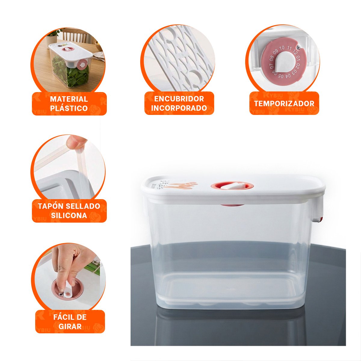 CONSERVADOR DE ALIMENTOS ROSADO HERMÉTICO PARA MANTENER COMIDAS FRESCAS Y LIGAS REGALO - 4