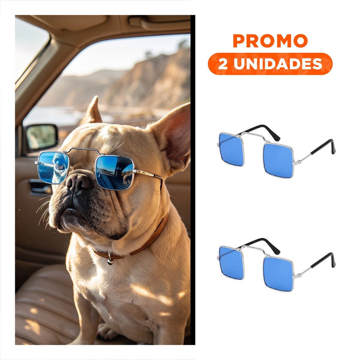 PACK2 ACCESORIO CUADRADO PARA MASCOTA AZUL CON ESTILO PARA CELEBRACIONES YREGALO STICKER - 1