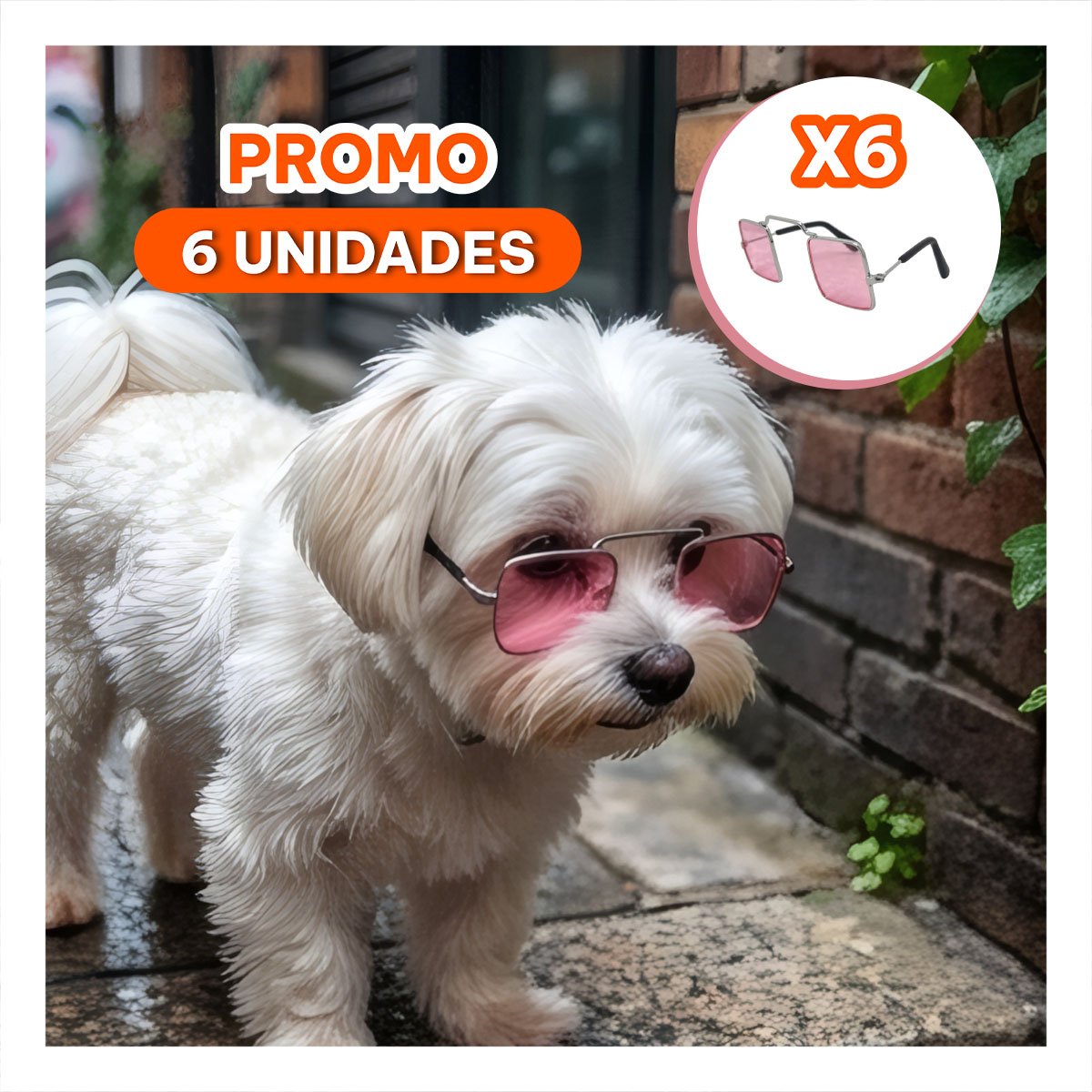 PACK6 ANTEOJOS CUADRADOS NEGRO PARA MASCOTA CON ESTILO PARA DISFRACES YREGALO STICKER - 1