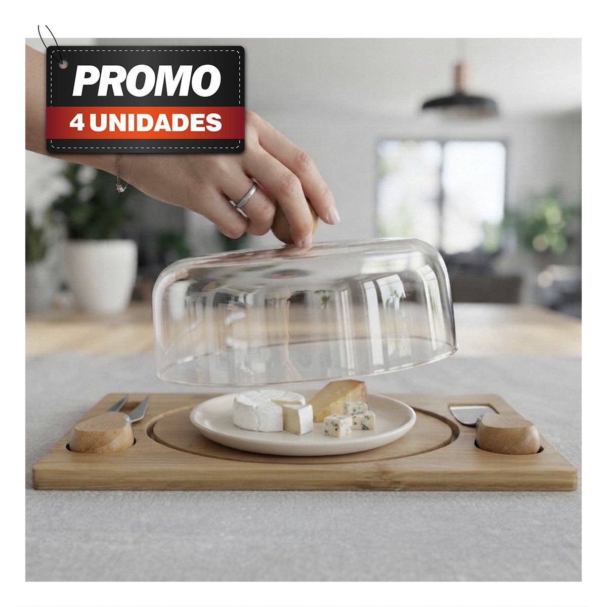 PACK4 TABLA CON 2 UTENSILIOS DE MADERA PARA SERVIR ALIMENTOS EN CASA - 1