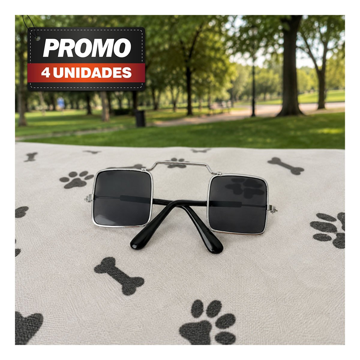 PACK4 LENTES DECORATIVOS PARA MASCOTA CON FORMA CUADRADA NEGRO PARA FOTOGRAFIA - 1