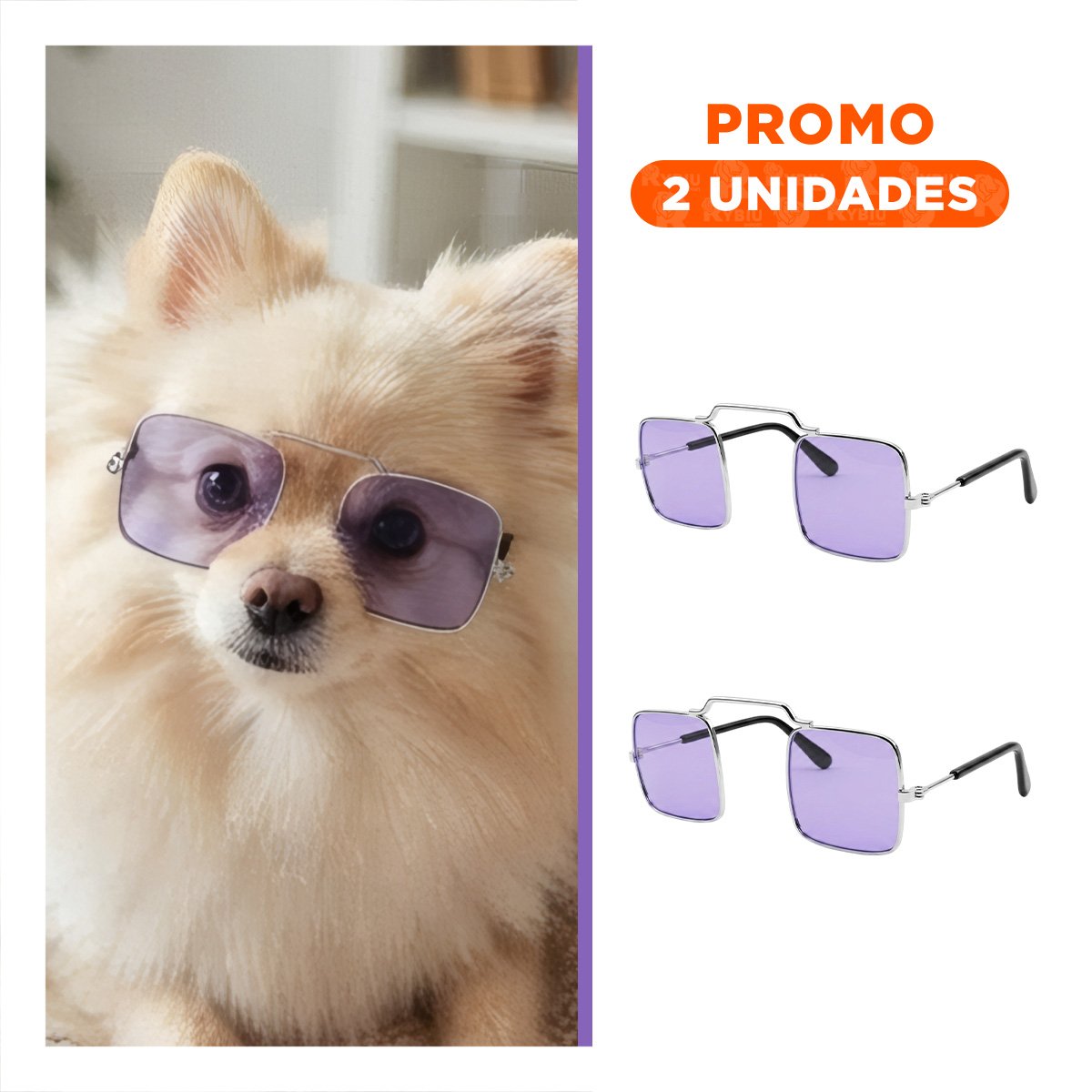 PACK2 ACCESORIO CUADRADO PARA MASCOTA MORADO CON ESTILO PARA CELEBRACIONES YREGALO STICKER - 1