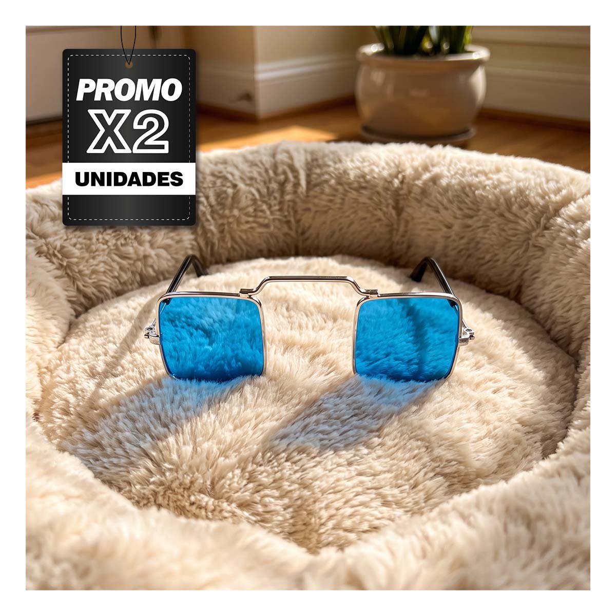 PACK2 GAFAS CUADRADAS AZUL PARA MASCOTA CON ESTILO MODERNO PARA USO RECREATIVO - 1