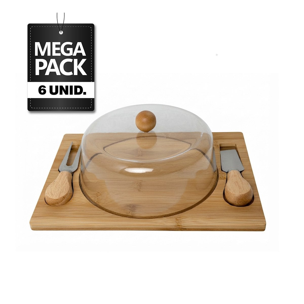 PACK6 TABLA DE MADERA PARA PREPARAR ALIMENTOS CON 2 UTENSILIOS - 1