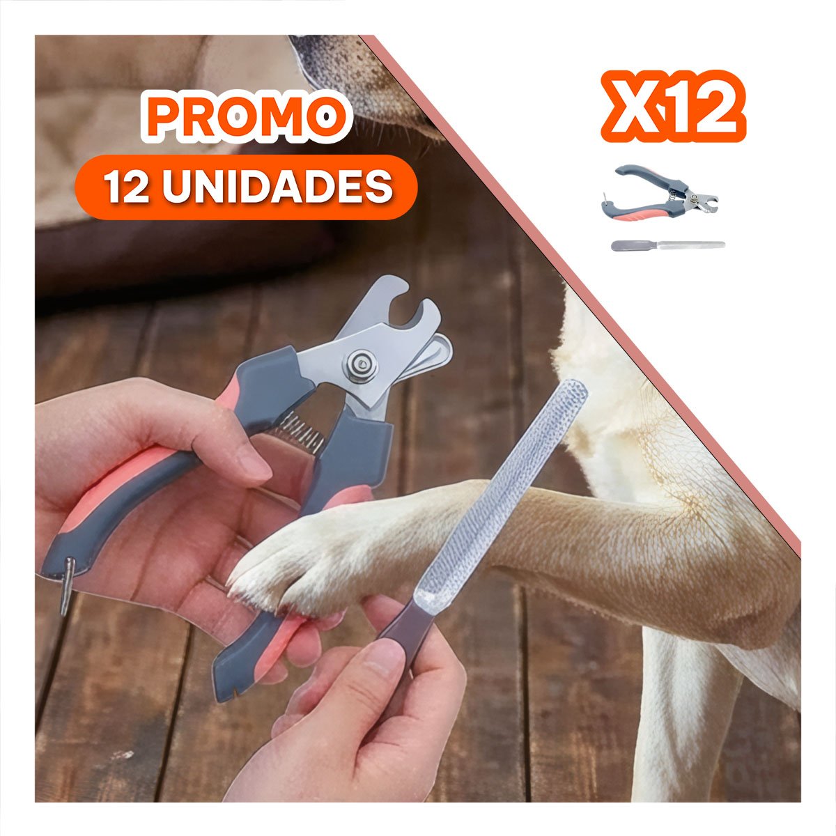 PACK12 TENAZA CORTA UÑA GRANDE ROSADO PARA MASCOTAS CON CORTE PRECISO Y LIMA YREGALO STICKER - 1