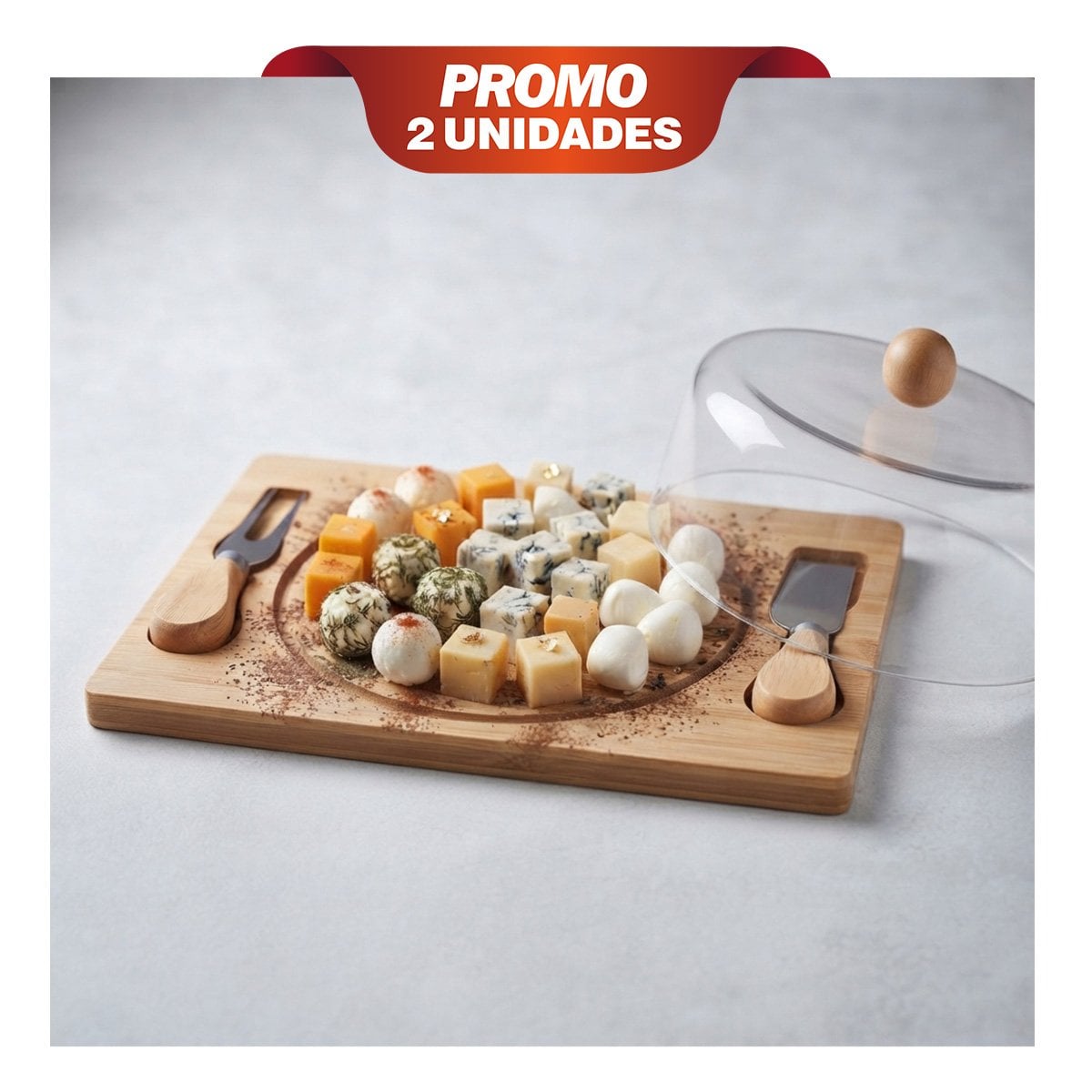 PACK2 TABLERO CON 2 UTENSILIOS DE MADERA PARA SERVIR EN LA COCINA YPAPEL REGALO - 1