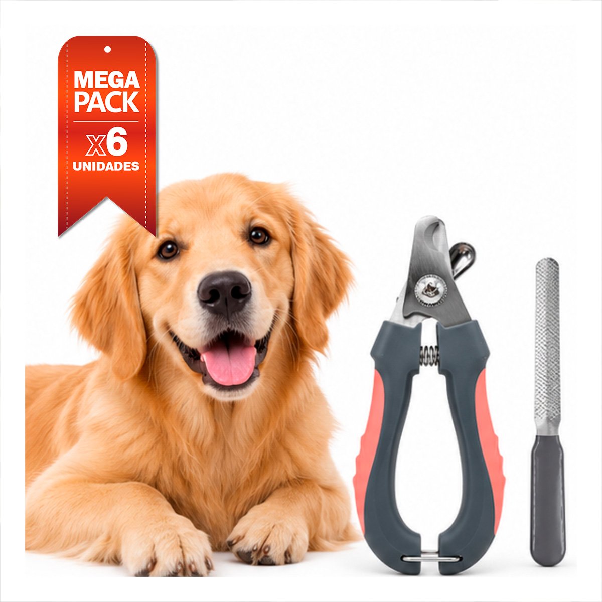 PACK6 ALICATE PARA UÑAS GRANDE ROSADO CON CORTA UÑA Y LIMA PARA MASCOTAS YPAPEL REGALO - 1