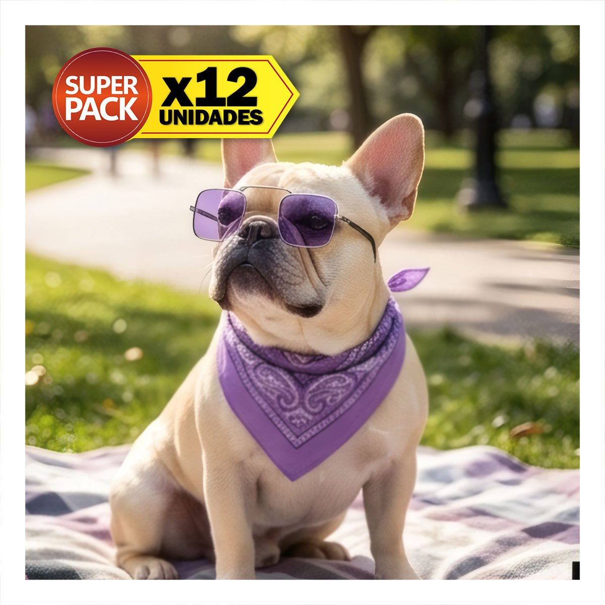 PACK12 GAFAS MODERNAS PARA MASCOTA MORADO CON FORMA CUADRADA PARA FOTOGRAFIA YPAPEL REGALO - 1