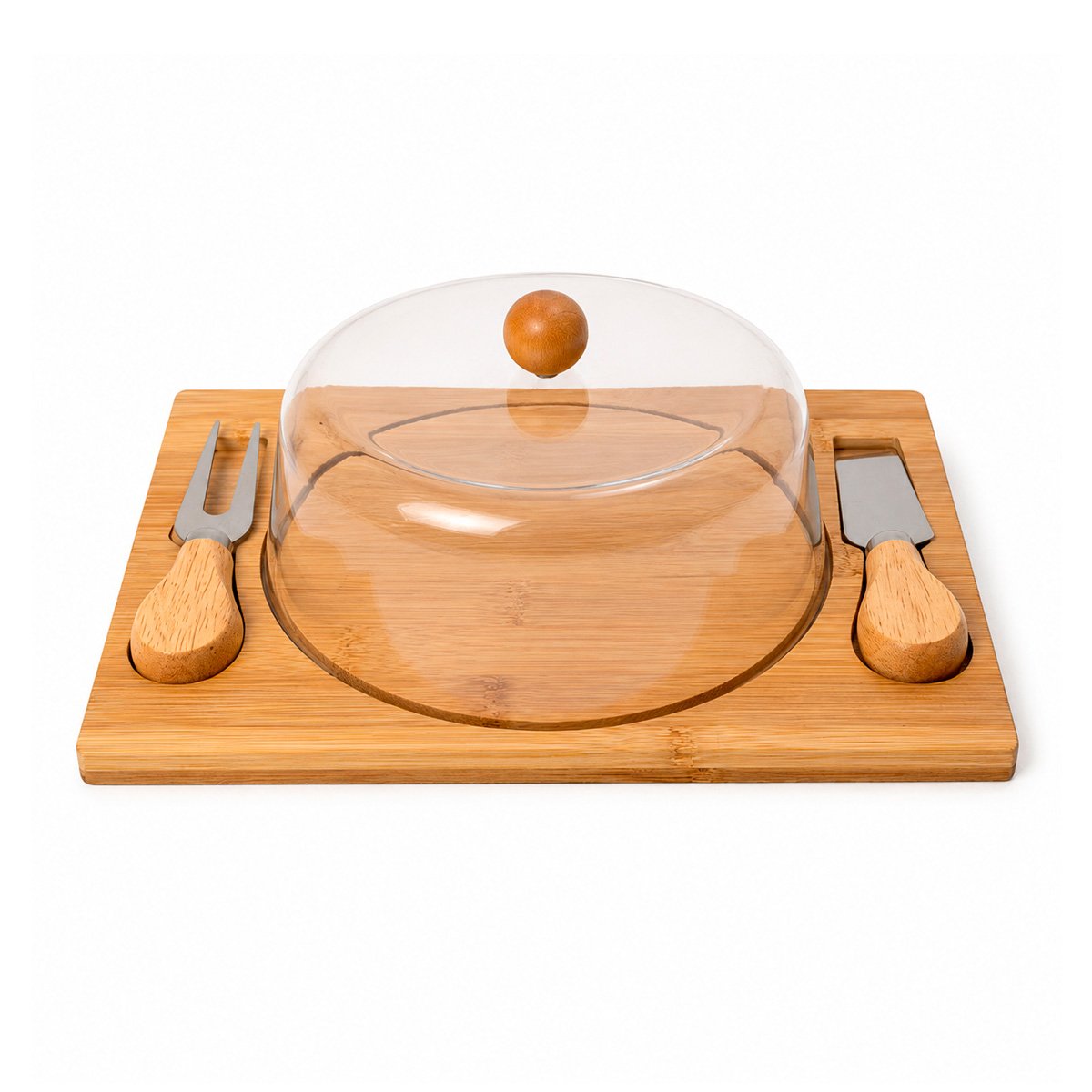 BANDEJA DE MADERA PARA SERVIR ALIMENTOS CON 2 UTENSILIOS Y LIGAS REGALO - 1