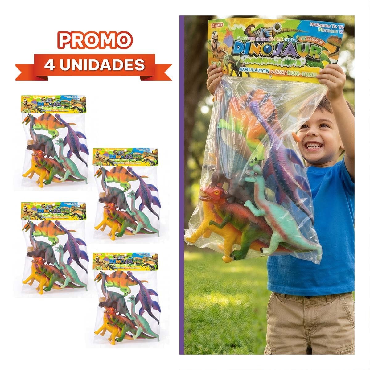PACK4 CONJUNTO ANIMALES CHIRRIANTE MULTICOLOR PARA NINOS CON PIEZAS PARA JUGAR YREGALO STICKER - 1