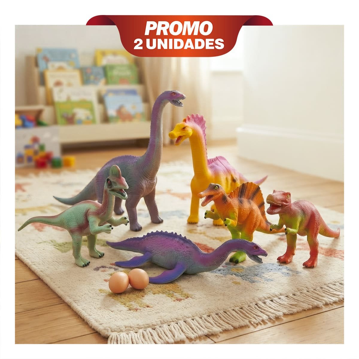 PACK2 6 PIEZAS PARA NINOS JUGUETE DINOSAURIOS CHIRRIANTE MULTICOLOR PARA JUGAR YPAPEL REGALO - 1