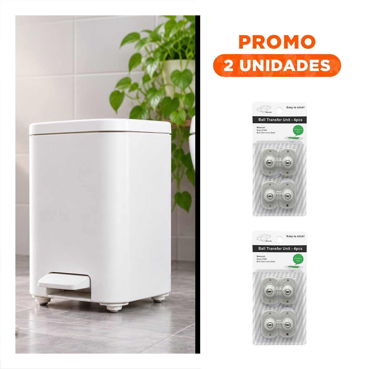 PACK2 SET DE 4 MINI RUEDAS GIRATORIAS PORTATILES PARA CAJAS Y MUEBLES BLANCO YREGALO STICKER - 1