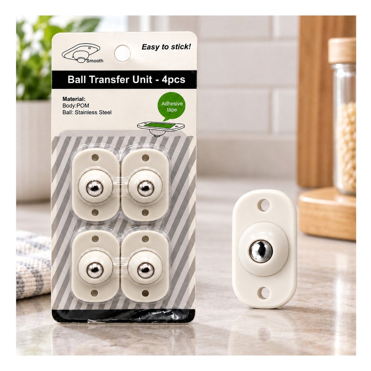 KIT DE 4 MINI RUEDAS GIRATORIAS PORTATILES PARA MOVER ORGANIZADOR BLANCO Y REGALO STICKER - 1