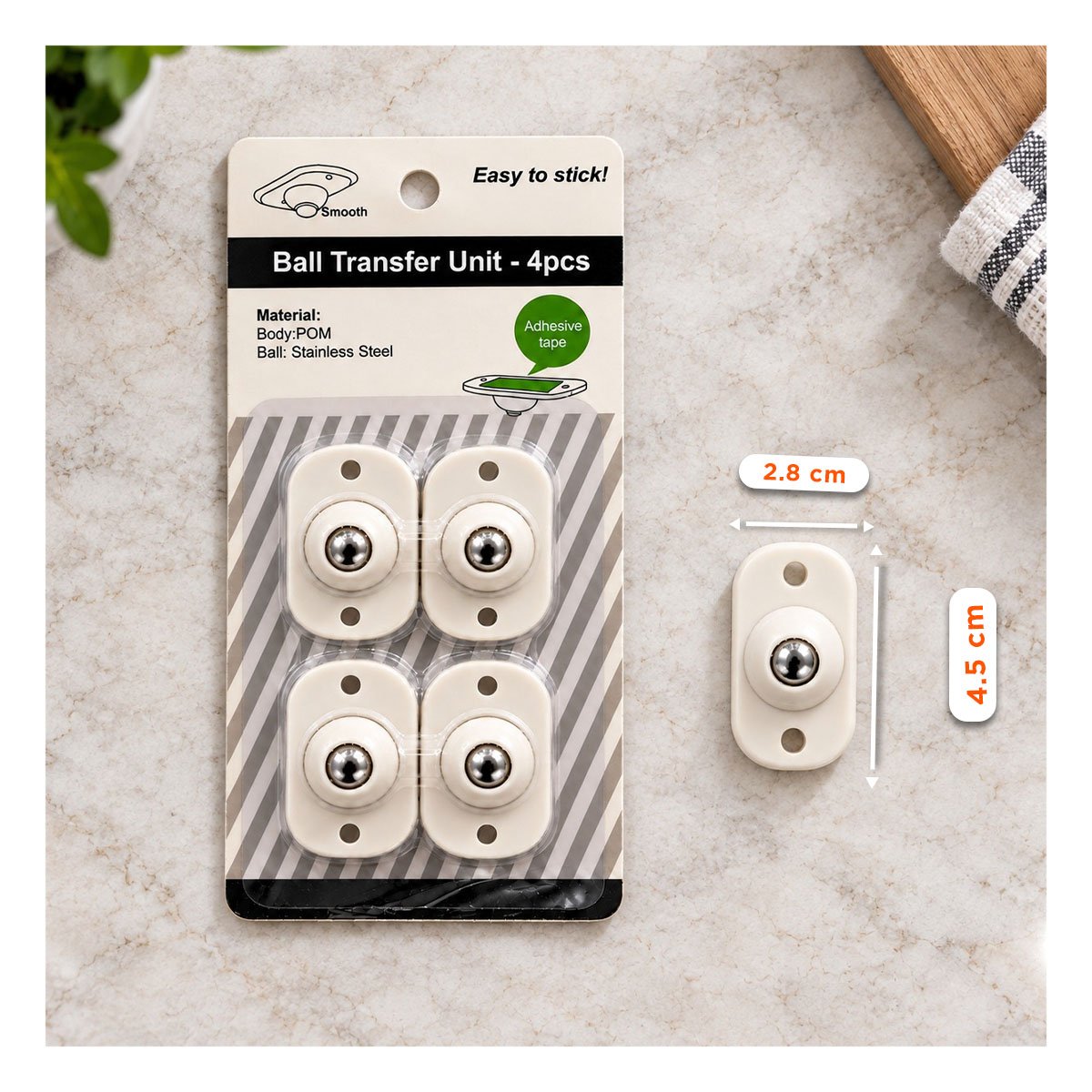 KIT DE 4 MINI RUEDAS GIRATORIAS PORTATILES PARA MOVER ORGANIZADOR BLANCO Y REGALO STICKER - 2