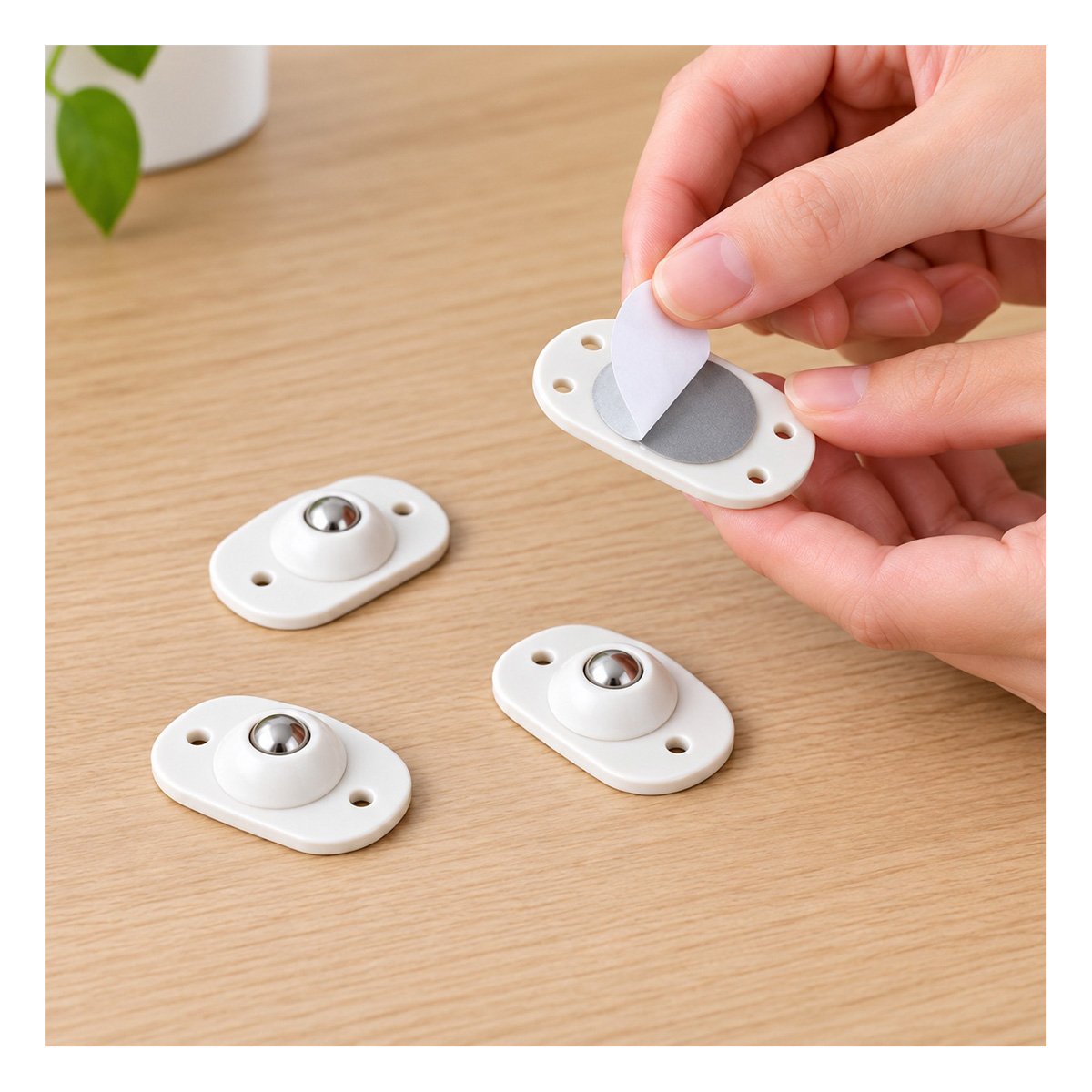 PACK6 JUEGO DE 4 MINI RUEDAS GIRATORIAS PORTATILES MULTIUSO DEL HOGAR UTIL BLANCO - 3