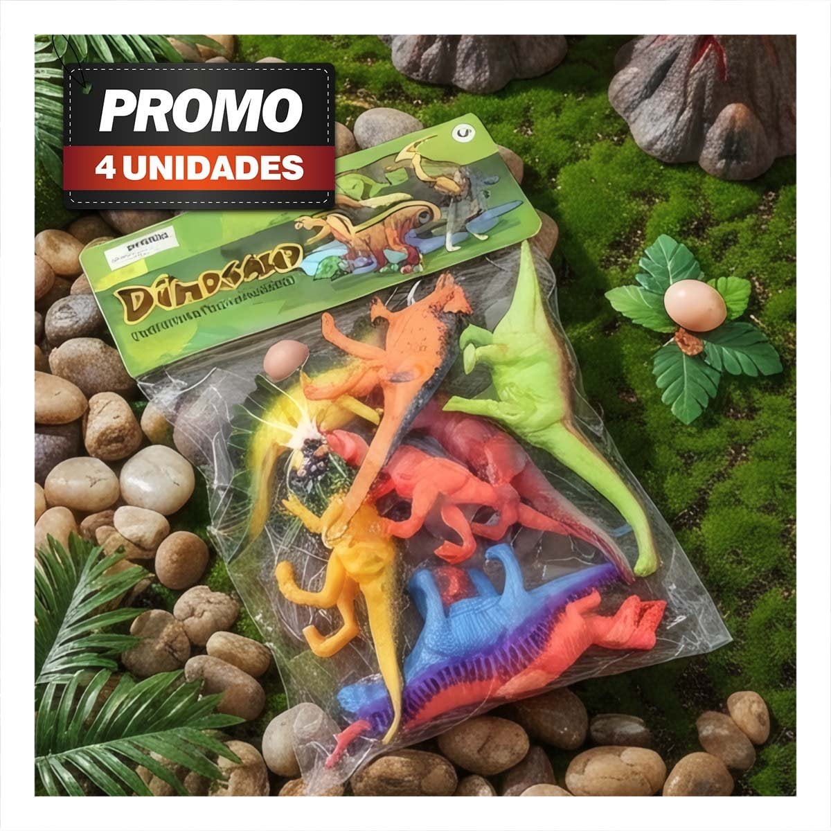 PACK4 CHIRRIANTE MULTICOLOR CON 4 ACCESORIOS Y 8 PIEZAS PARA JUGAR SET DINOSAURIOS CHIRRIANTE - 1
