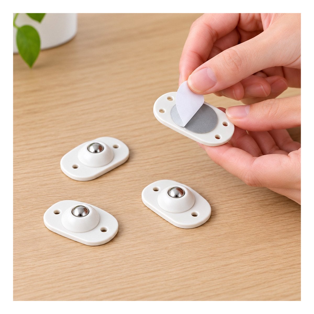 COLECCION DE 4 MINI RUEDAS GIRATORIAS PORTATILES PARA ESTANTES FACIL BLANCO Y STICKY - 1