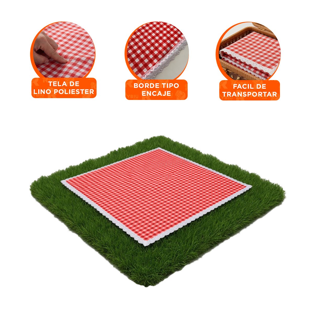 PACK6 CUBIERTA PICNIC CON BORDE DE ENCAJE PARA DISFRUTAR EN FAMILIA ROJO Y BLANCO YPAPEL REGALO - 2