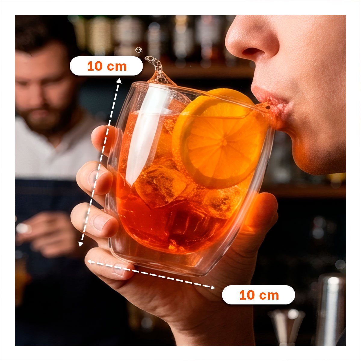 COPA DE VIDRIO PARA ESPRESSO CON DOBLE CAPA TRANSPARENTE 10X10CM PARA COCINA Y REGALO STICKER - 2