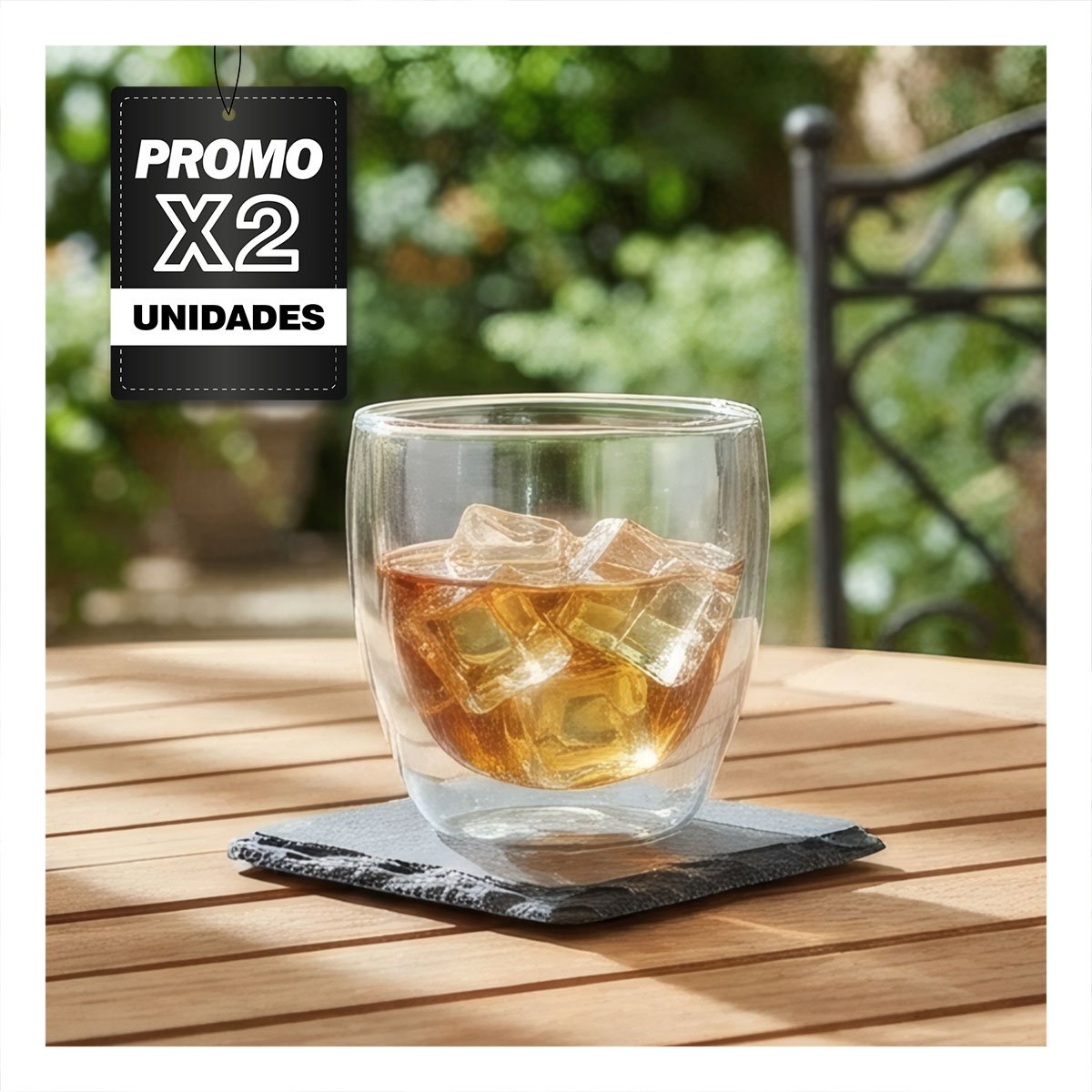 PACK2 TAZA DE VIDRIO TRANSPARENTE PARA CAFÉ ESPRESSO CON DOBLE CAPA 10X10CM - 1