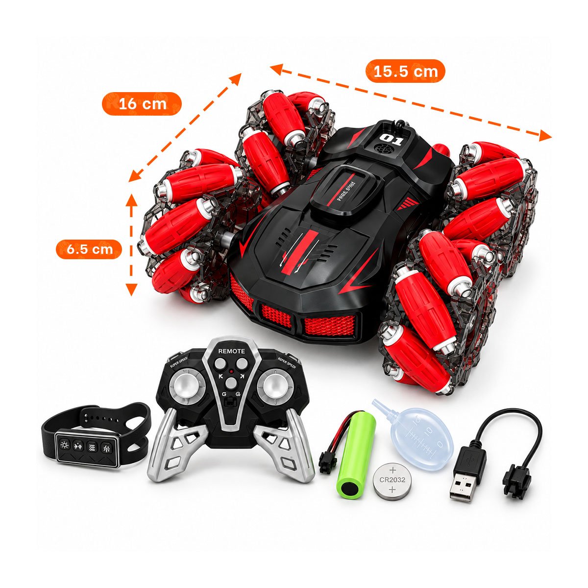 PACK4 CAMIONETA ACROBATICO A CONTROL REMOTO Y RELOJ CON SENSOR DE MOVIMIENTO YREGALO STICKER - 2