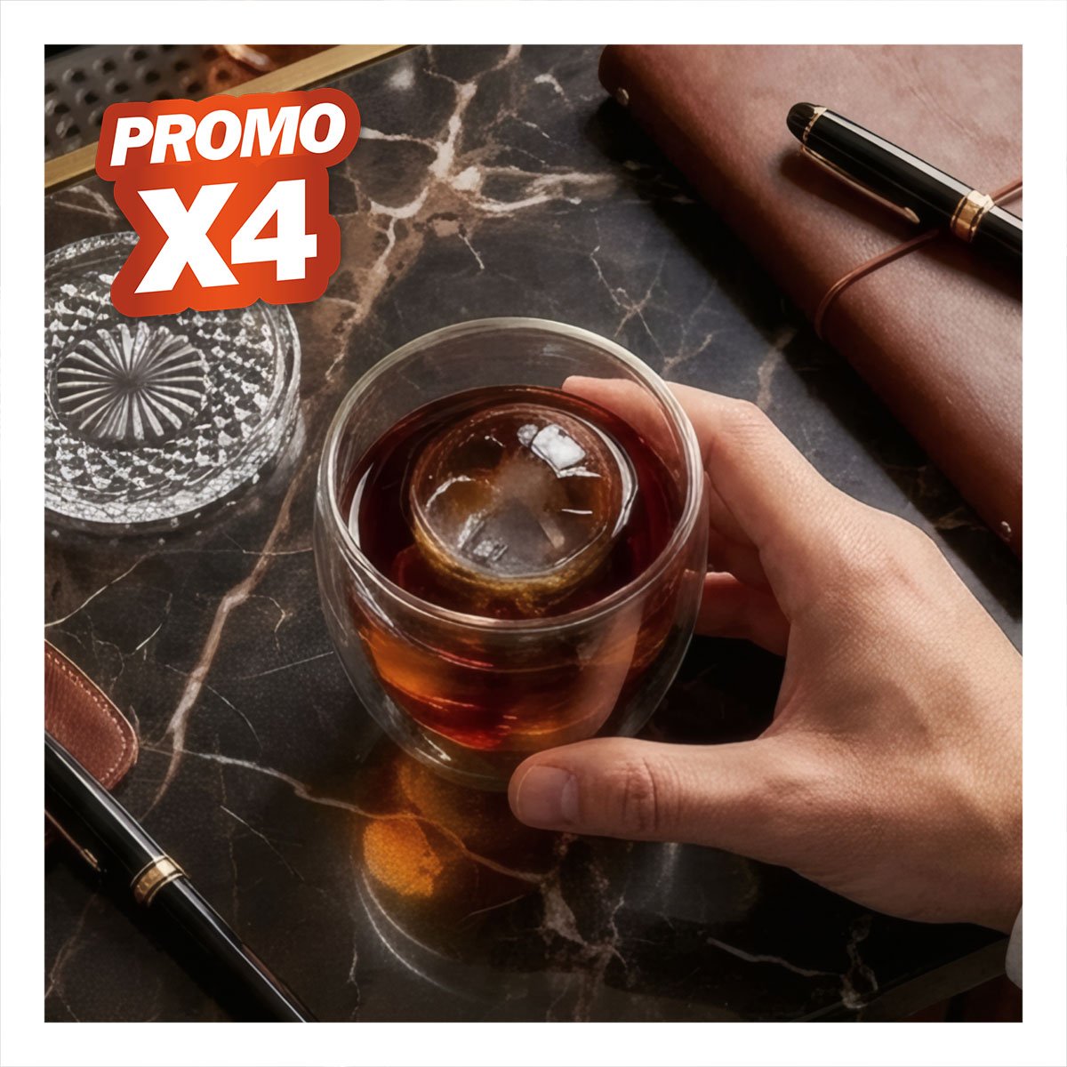 PACK4 TAZA PARA SERVIR ESPRESSO DE VIDRIO CON DOBLE CAPA TRANSPARENTE 10X10CM YPAPEL REGALO - 1