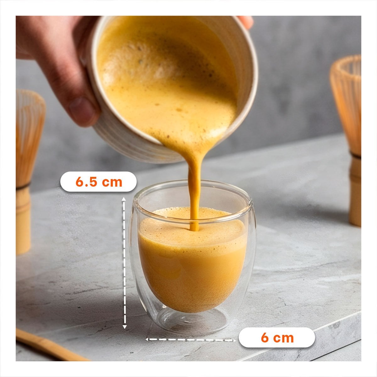 PACK6 VASO TRANSPARENTE PARA ESPRESSO DE VIDRIO CON DOBLE CAPA 6,5X6CM EN CASA - 2