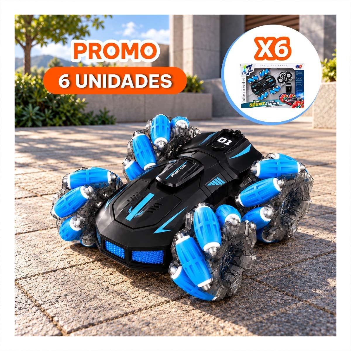 PACK6 VEHICULO CON CONTROL REMOTO Y RELOJ CONTROL RECARGABLE PARA NINO YREGALO STICKER - 1