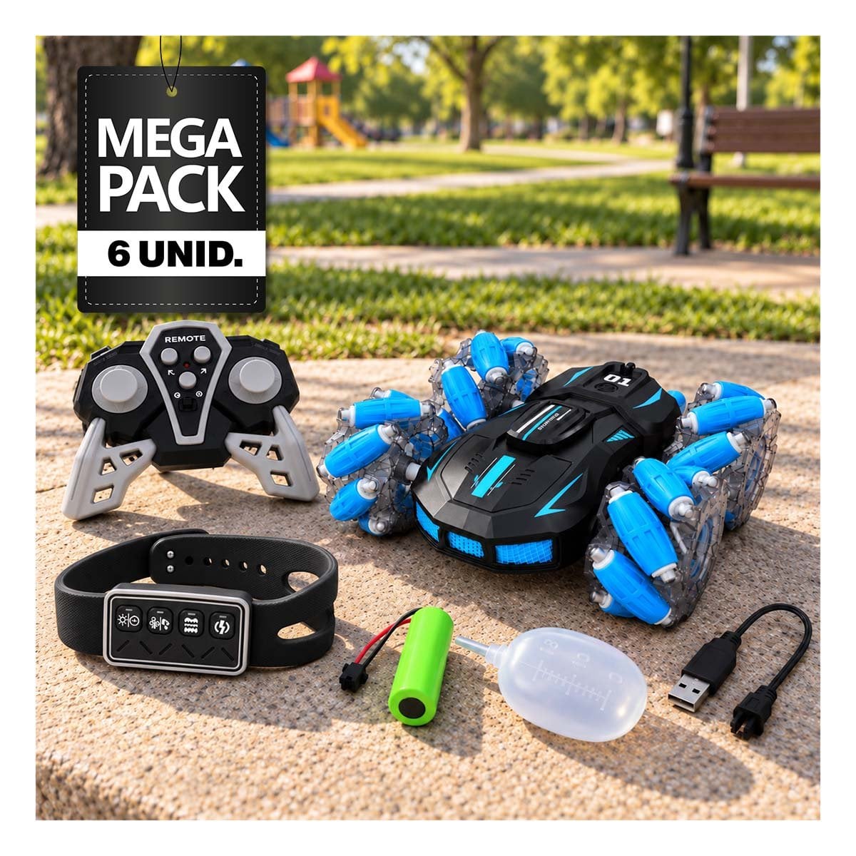 PACK6 AUTO ACROBATICO CON CONTROL REMOTO Y RELOJ SENSOR DE MOVIMIENTO PARA EL NINO - 1