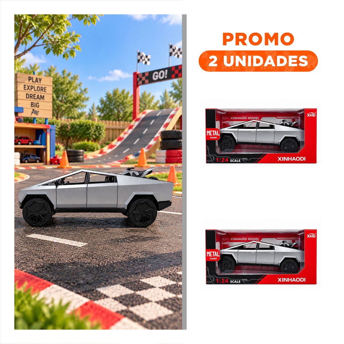 PACK2 BUGGY CYBERTRUCK A CONTROL REMOTO RECARGABLE PARA NINOS EN EL HOGAR YREGALO STICKER - 1