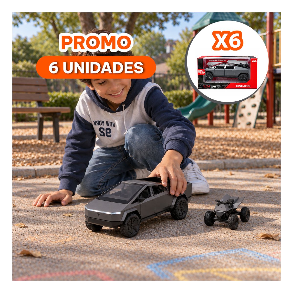 PACK6 BUGGY CYBERTRUCK DE JUGUETE A CONTROL REMOTO EN PLOMO OSCURO YREGALO STICKER - 1