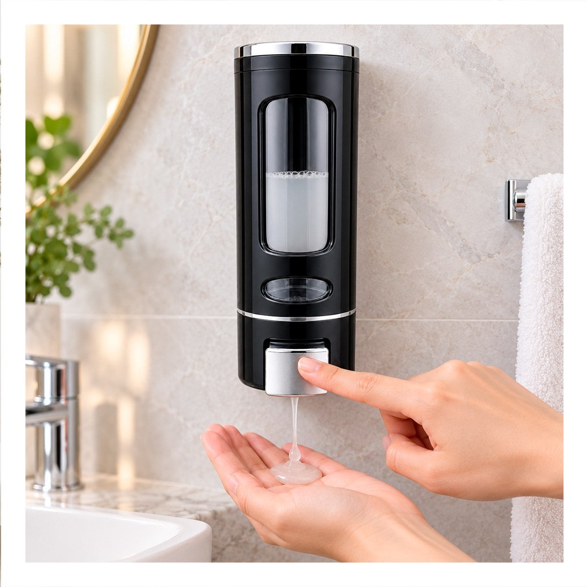 PACK6 SURTIDOR DE LIQUIDOS DE PARED DE USO PARA EL BANO Y COCINAS NEGRO 500 ML YREGALO STICKER - 3