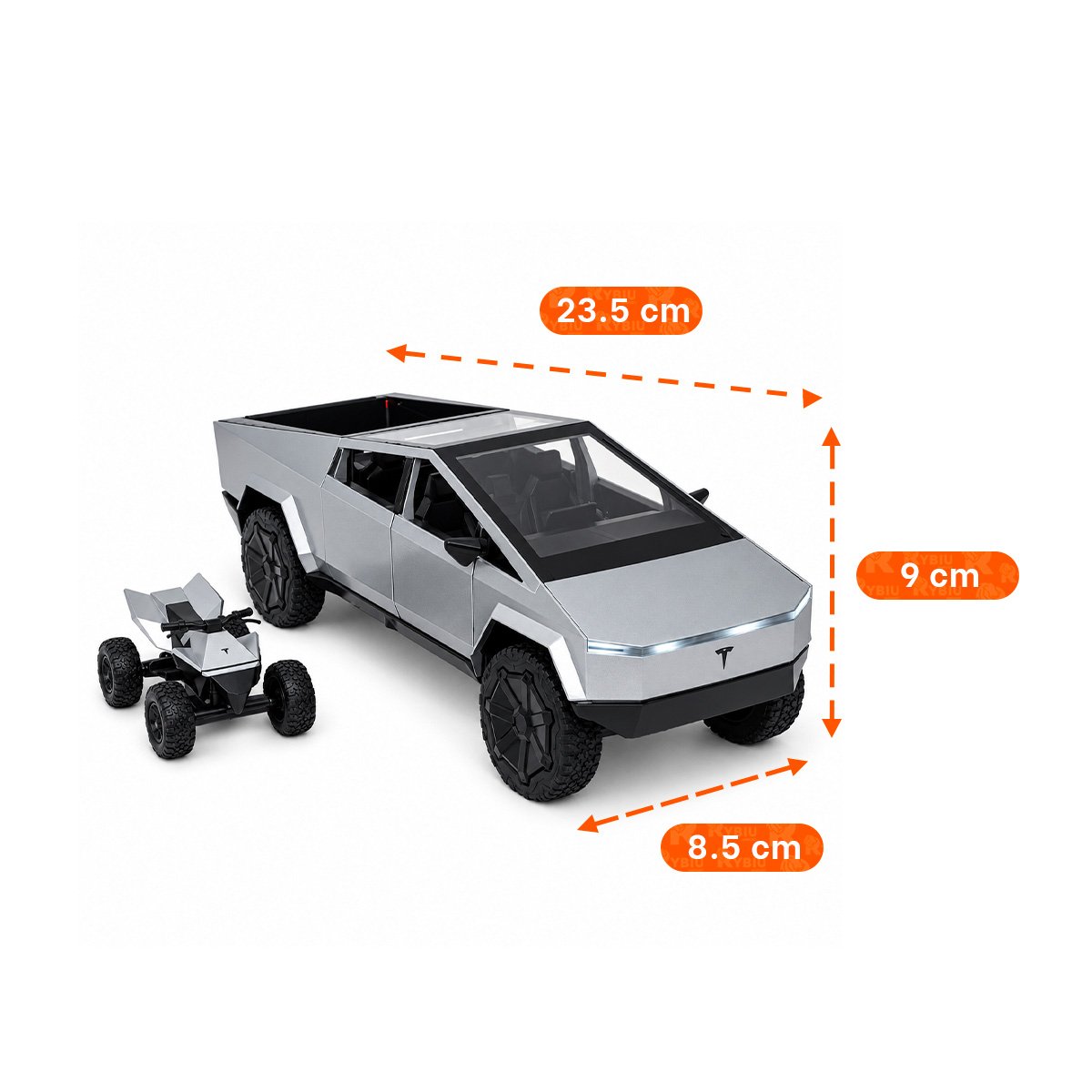 PACK2 BOLIDO CYBERTRUCK A CONTROL REMOTO RECARGABLE PARA NINOS EN PLATEADO YPAPEL REGALO - 4