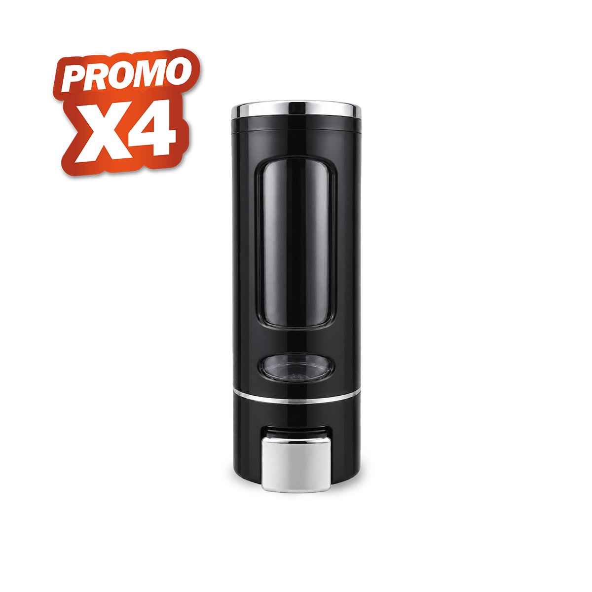 PACK4 EXPENDEDOR DE LIQUIDOS DE PARED PARA JABON EN BANO Y COCINA NEGRO 500 ML YPAPEL REGALO - 1