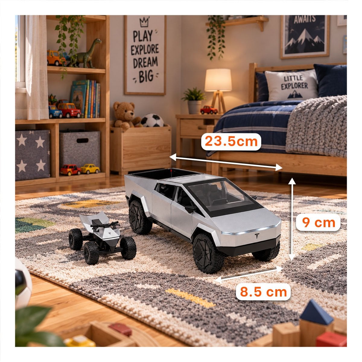 AUTO CYBERTRUCK DE JUGUETE COLECCIONABLE PARA NINOS COLOR PLATEADO - 2