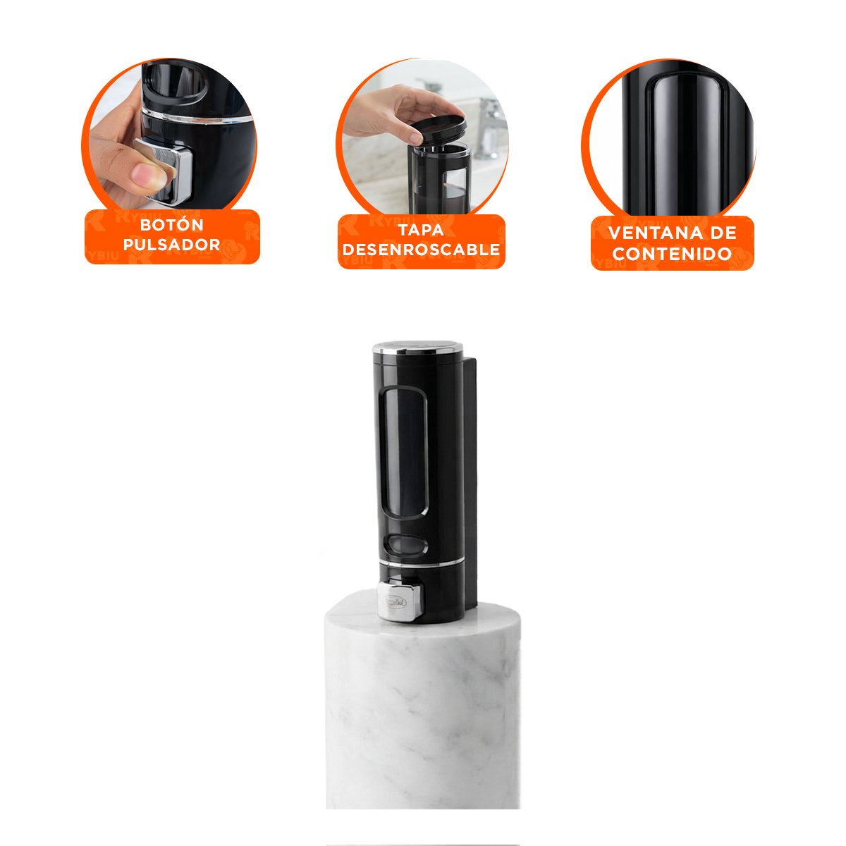 PACK2 DESPACHADOR DE LIQUIDOS PARA SERVICIOS HIGIENICOS EN NEGRO 500 ML YREGALO STICKER - 4